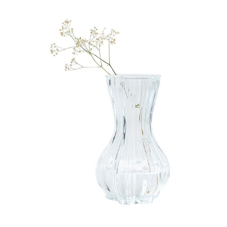 Living & Co Fluted Glass Vase 20.5cm Clear 20cm, , hi-res