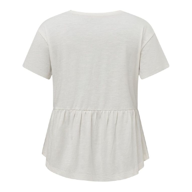 H&H Women's Short Sleeve Peplum Top, Cream, hi-res