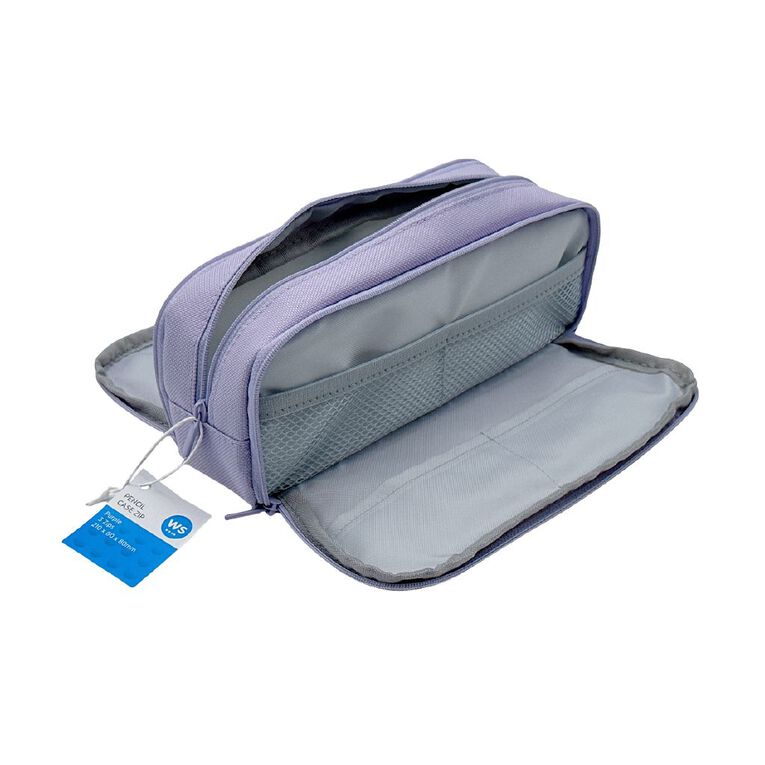 WS Ws Pencil Case With 3 Zips Purple Mid, , hi-res