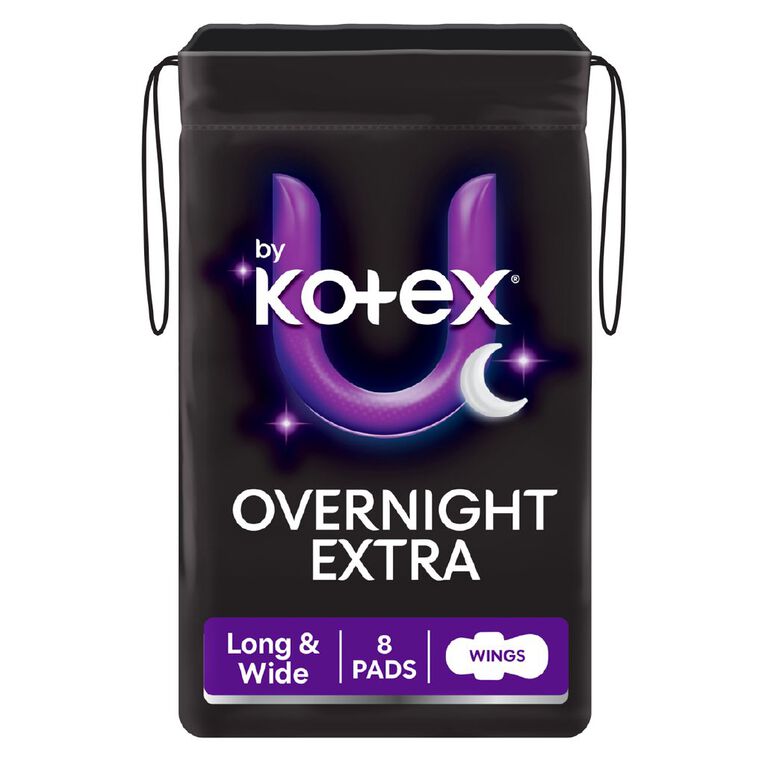 U By Kotex Maxi Overnight Long Pads with Wings 8 Pack, , hi-res