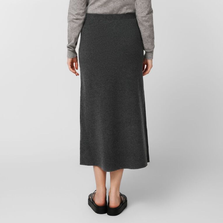 H&H Women's Knitted Midi Skirt, Charcoal/Marle, hi-res