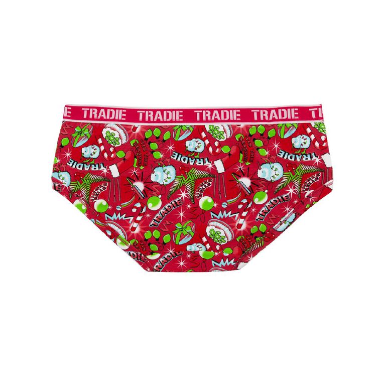 Tradie Women's Boyleg Briefs 3 Pack, Red Dark, hi-res