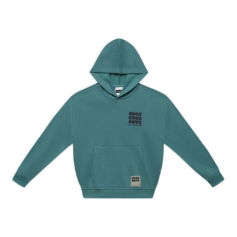 Young Original Core Print Pocket Hoodie, Green Mid, hi-res