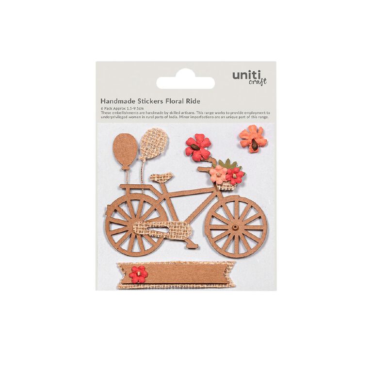 Uniti Craft Adults Handmade Kraft & Burlap Embellishment Floral Ride 6pc, , hi-res