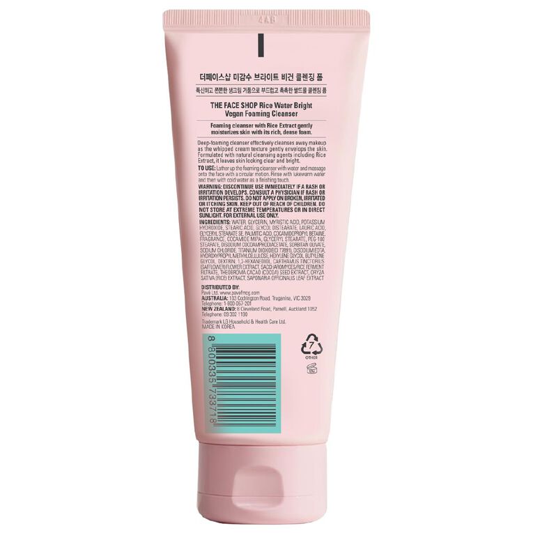 The Face Shop Rice Water Bright Foaming Cleanser 150ml, , hi-res