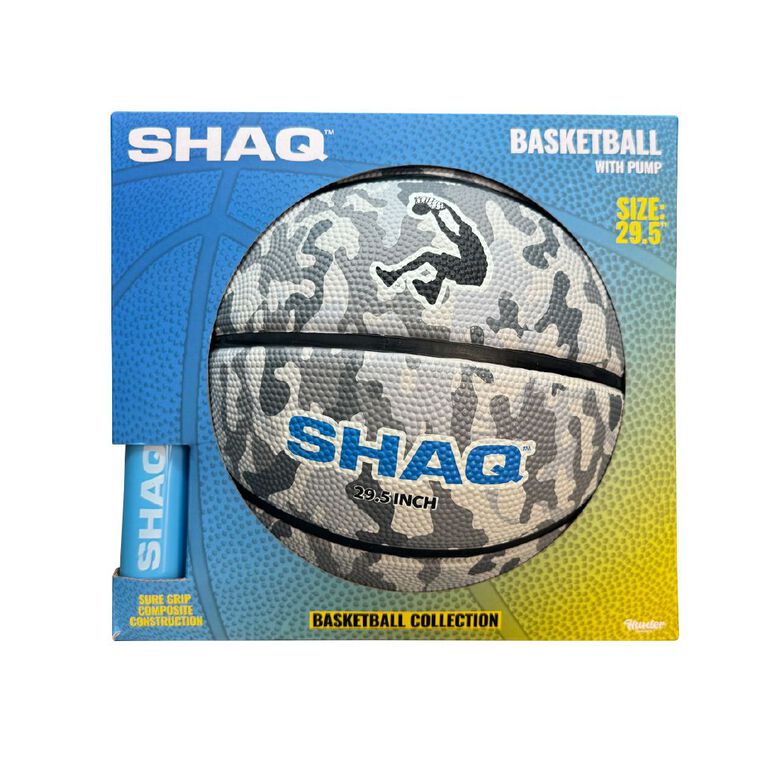 Shaq Composite Basketball with Pump 29.5 Inches Size 7 Camo, , hi-res