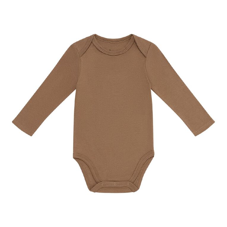 Young Original Babies' Long Sleeve Printed Bodysuit 3 Pack, Cream TEDDY, hi-res