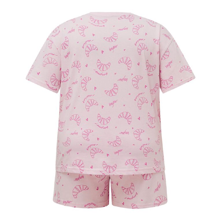 H&H Women's Plus Boxy Tee Pyjama Set, Pink Light, hi-res