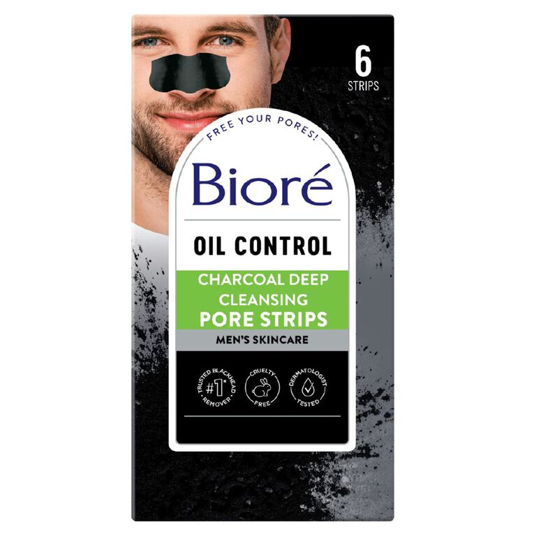 Biore Mens Charcoal Pore Strips, , hi-res