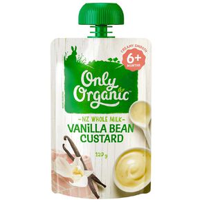 Only Organic Stage 2 Custard Vanilla Bean Pouches 120g