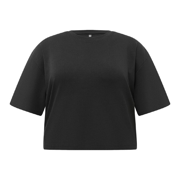H&H Curve Women's Short Sleeve Basic Tee, Black, hi-res