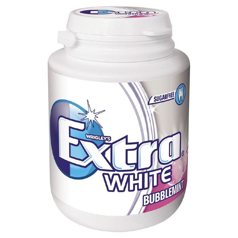 Extra White Bubblemint Chewing Gum SF Bottle 46 Piece 64g, , hi-res