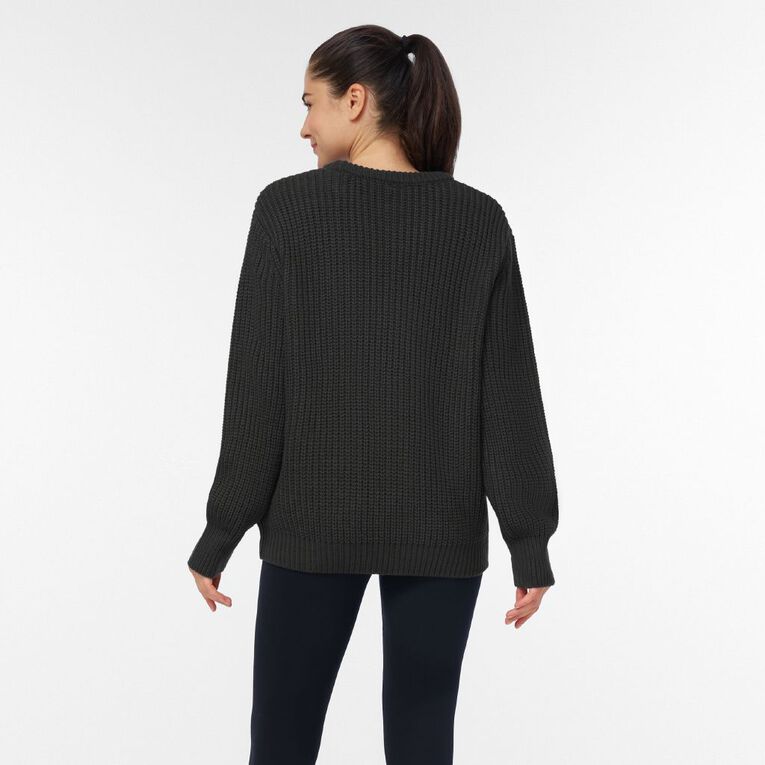 H&H Women's Relaxed Rib Crew Neck Jumper, Charcoal, hi-res