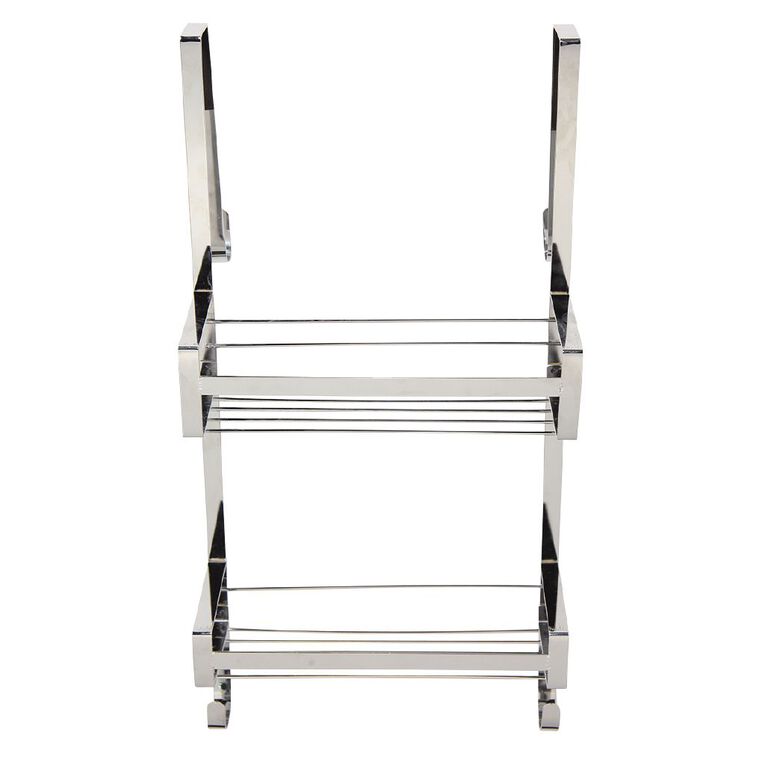 Living & Co Over the Door Bathroom Caddy Silver One Size, Silver, hi-res