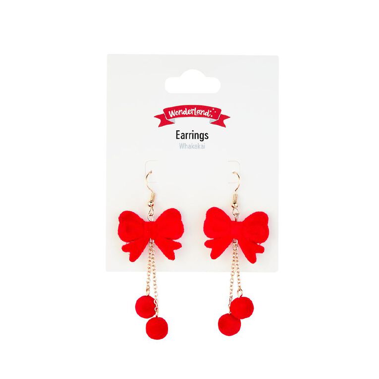 Wonderland Velvet Bow Christmas Earrings, , hi-res