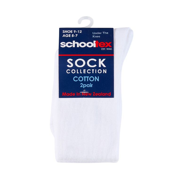 Schooltex Under the Knee Socks 2 Pack, White, hi-res