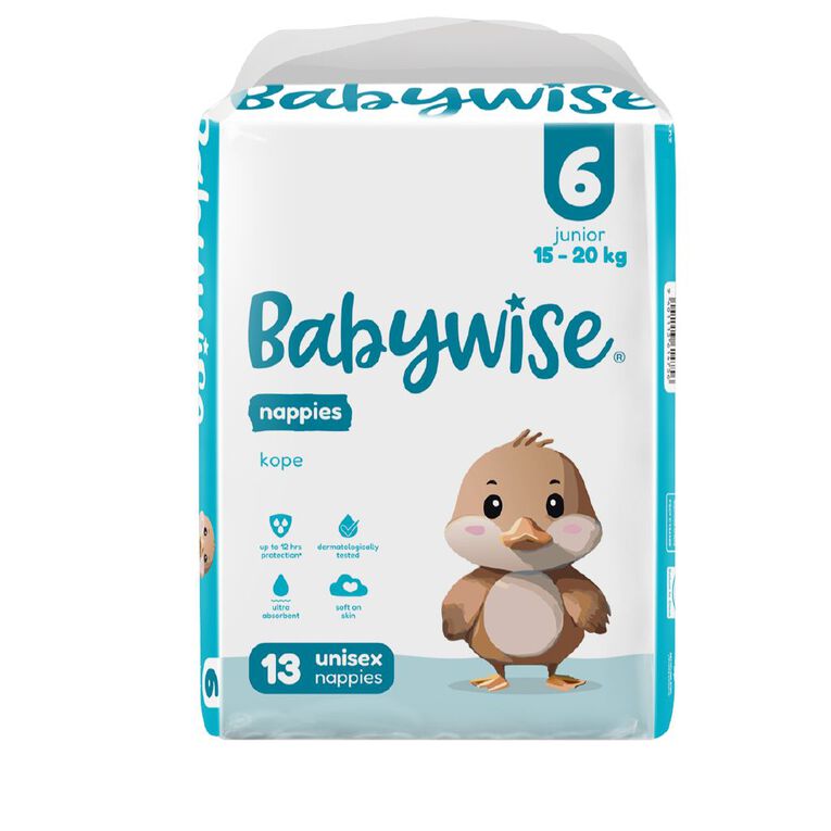 Babywise Nappies Convenience 15-20kg Junior 13 Pieces, , hi-res