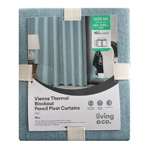Living & Co Vienna Curtains Blue 150-230cm Wide/160cm Drop