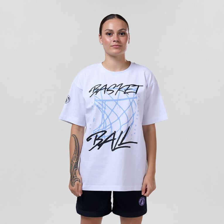 Basketball NZ Graphic Tee, White, hi-res
