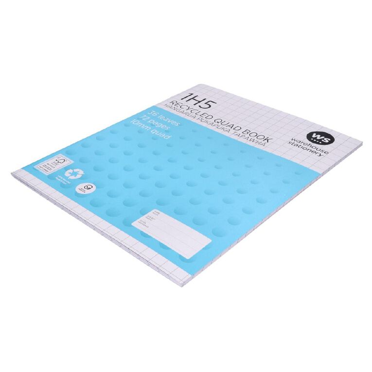 WS Exercise Book 1H5 10mm Quad 36 Leaf Blue Mid, , hi-res