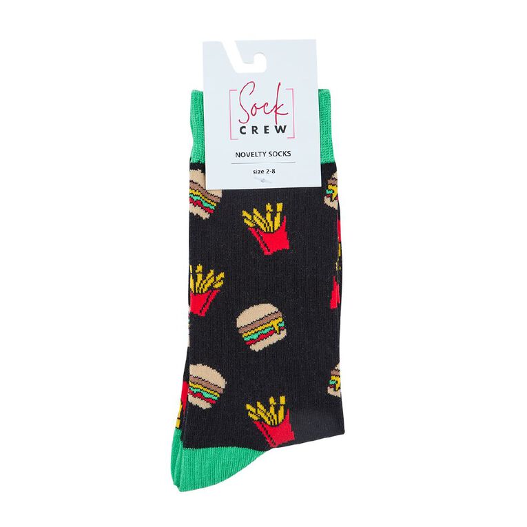 Sock Crew Novelty Crew Socks 1 Pack, Black FFOOD RC1, hi-res