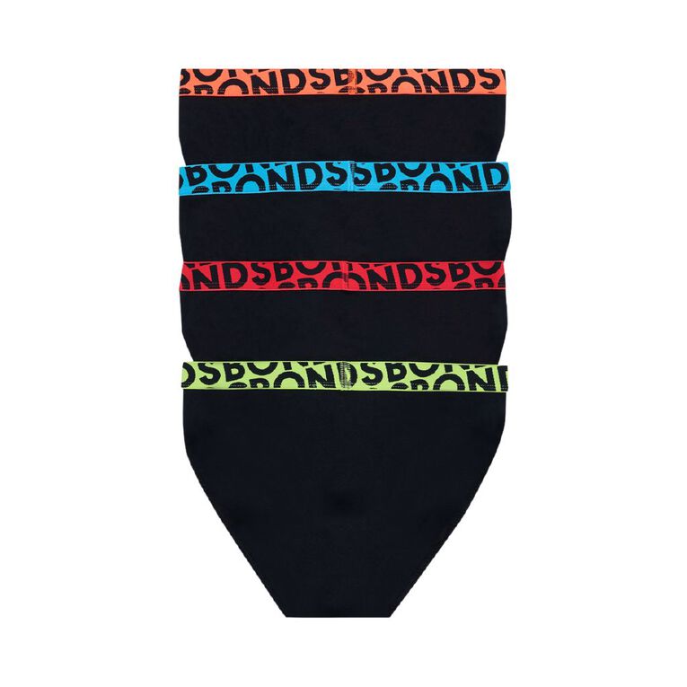 B FOR BONDS Men's Logo Briefs 4 Pack, Black, hi-res