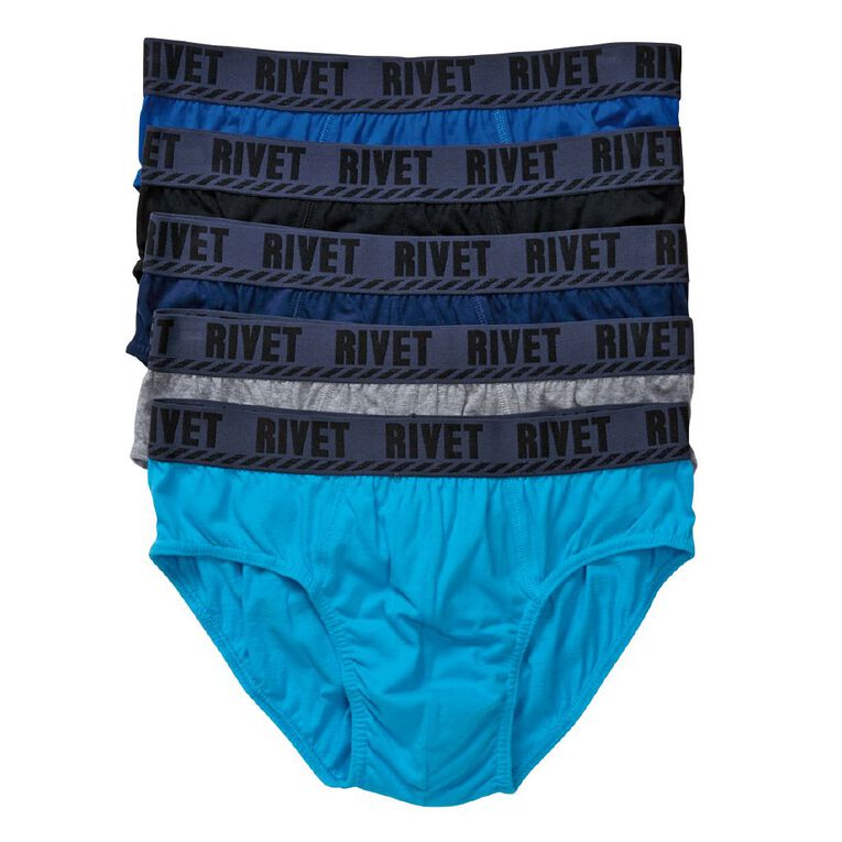 Rivet Men's Briefs 5 Pack, Black, hi-res
