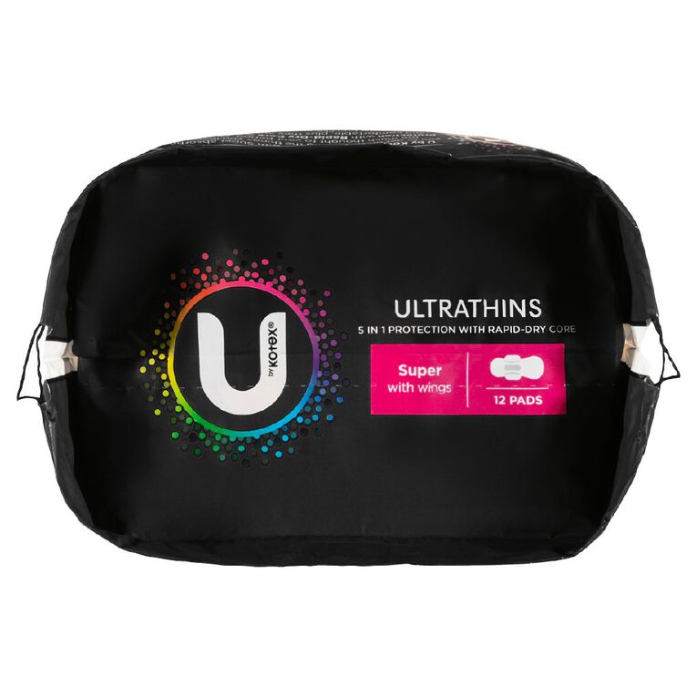 U By Kotex Ultra-thin Super Wings Pads 12 Pack, , hi-res