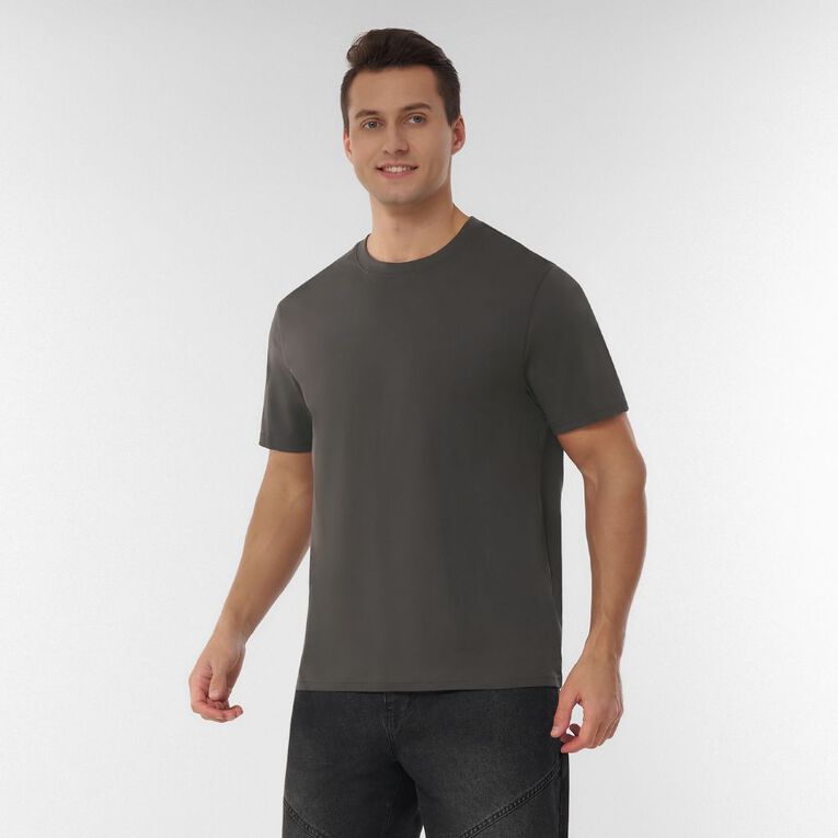 H&H Men's Regular Fit Crew Neck Tee, Grey Dark Ebony, hi-res