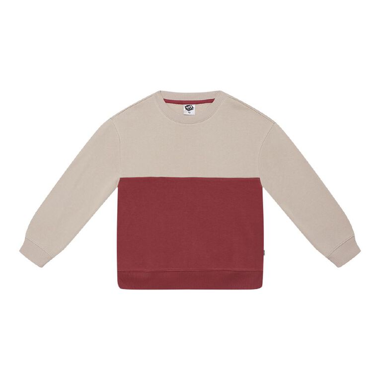 Young Original Crew Panel Sweatshirt, Brown Mid, hi-res