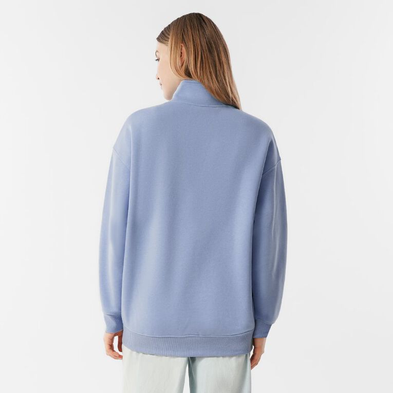 H&H Women's Long Sleeve Oversized BF 1/4 Zip, Blue Light, hi-res