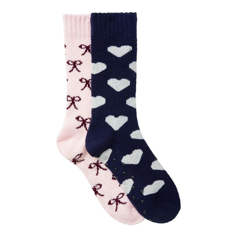 H&H Women's Brushed Home Socks 2 Pack, Pink Light, hi-res