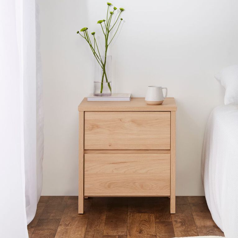 Living & Co Waipoua 2 Drawer Bedside Table Natural, , hi-res