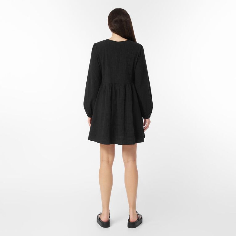 H&H Women's Long Sleeve Check Mini Dress Black | The Warehouse