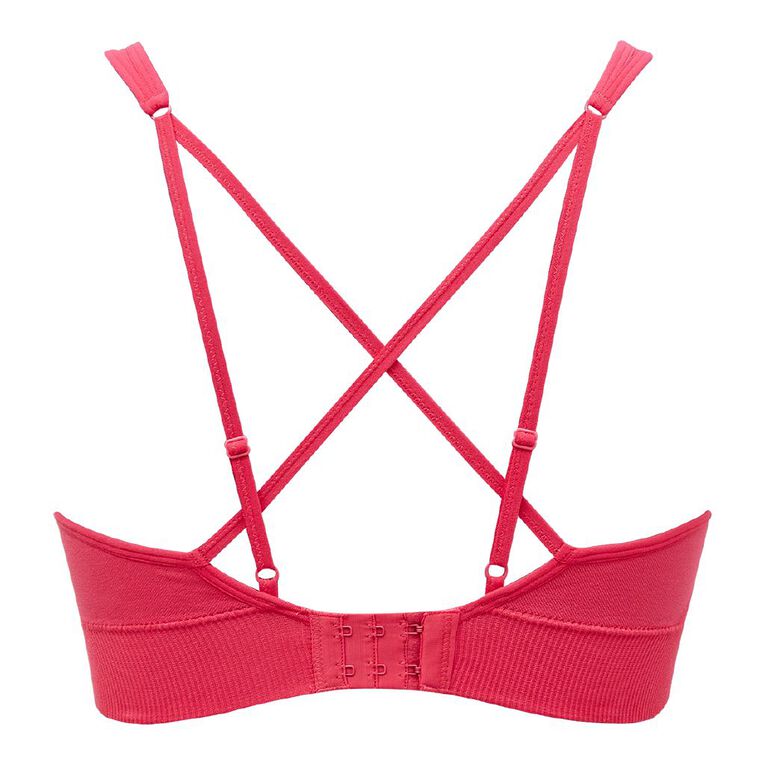 Active Intent Women's Seamfree Strappy Sports Bra, Red Dark, hi-res