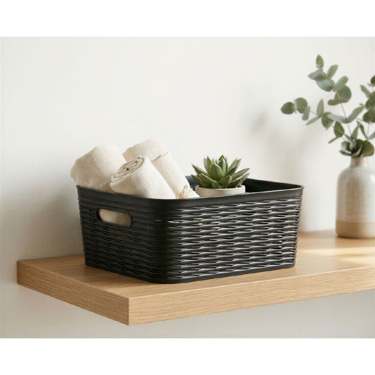 Living & Co Wave Storage Bin Black 11L, , hi-res