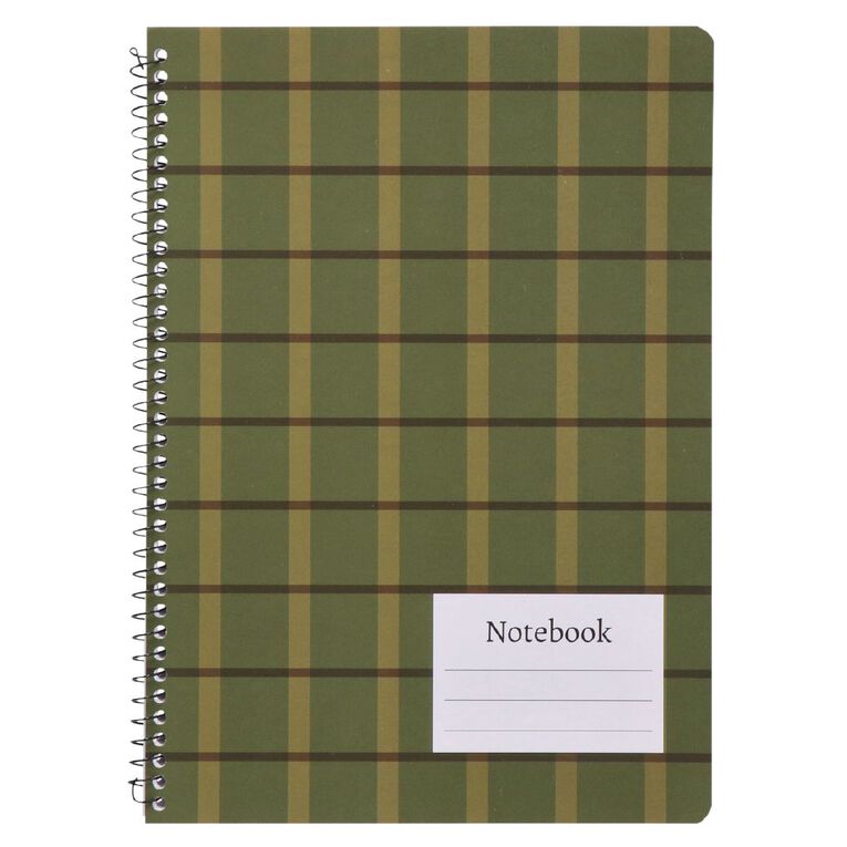 Uniti Stationery Plaid Green A4 Notebook, , hi-res
