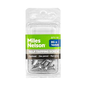 Miles Nelson Zinc Pozi Drive Pan Head Self Tapping Screw 8g x 16mm 10 Pk