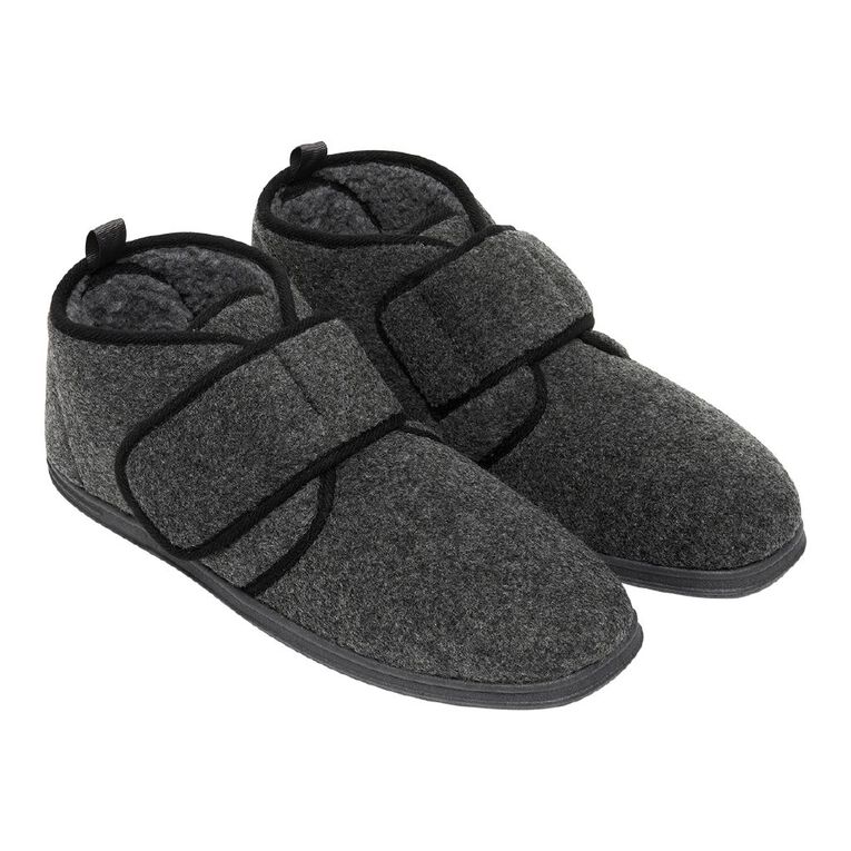 H&H Men's Gerald Memory Foam Slipper Boots, Grey, hi-res