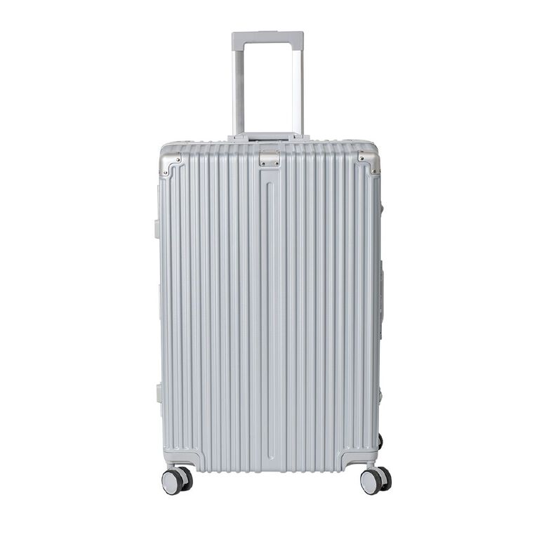 Living & Co Hard Textured Suitcases 2 Piece Set Silver, , hi-res