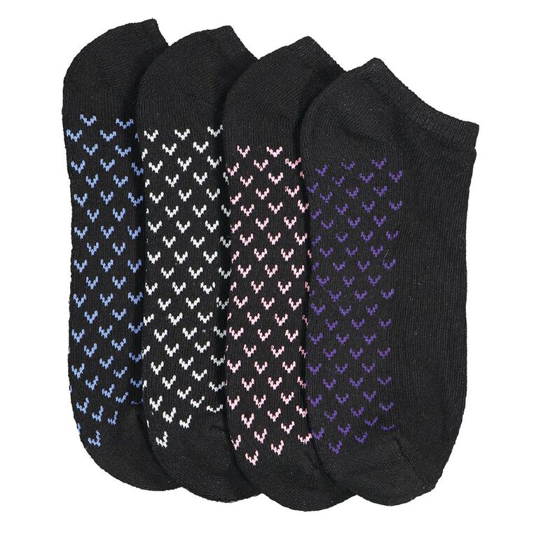 Active Intent Women's No Show Cushioned Socks 4 Pack Black/White The
