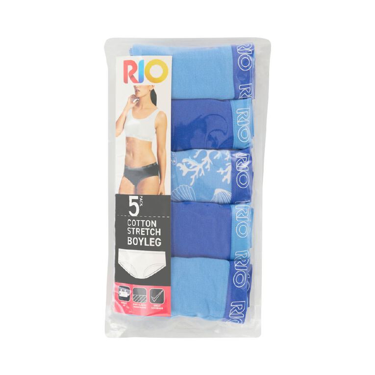 Rio Women's Boyleg Briefs 5 Pack, Blue Light, hi-res