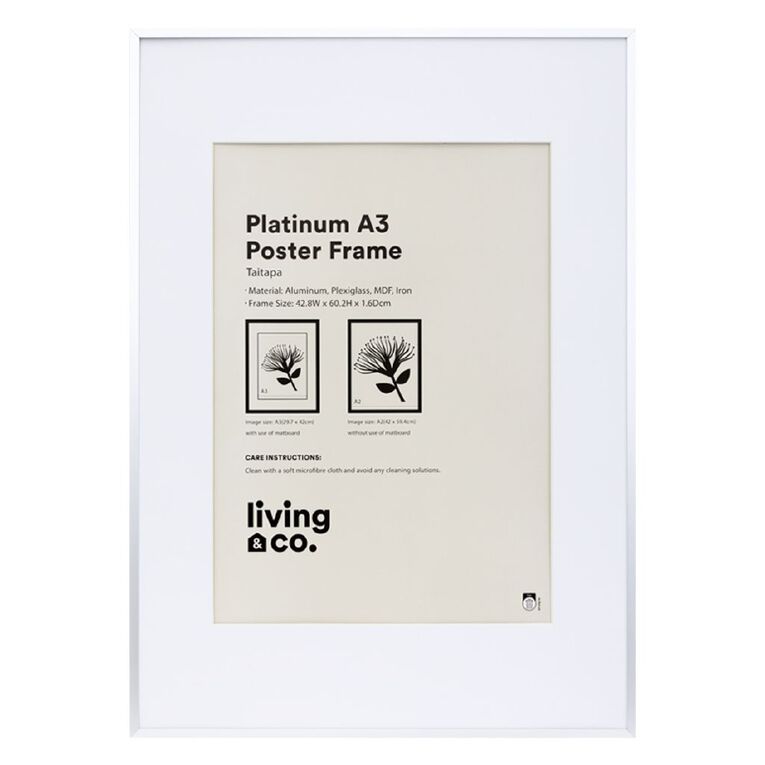Living & Co Platinum Poster Frame A2/A3 Silver, , hi-res