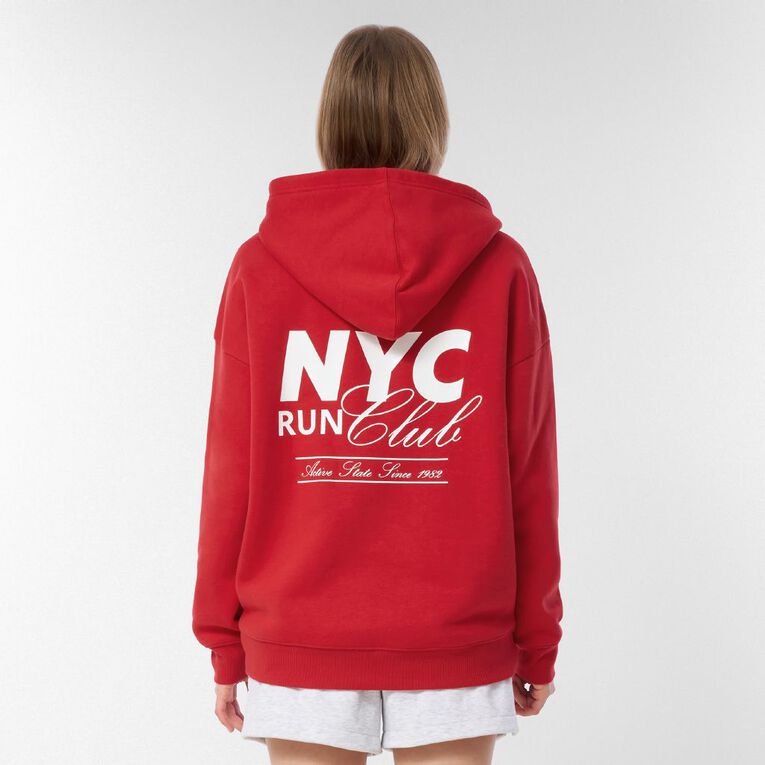 H&H Women's Long Sleeve Cordless Graphic Hood, Red Mid, hi-res