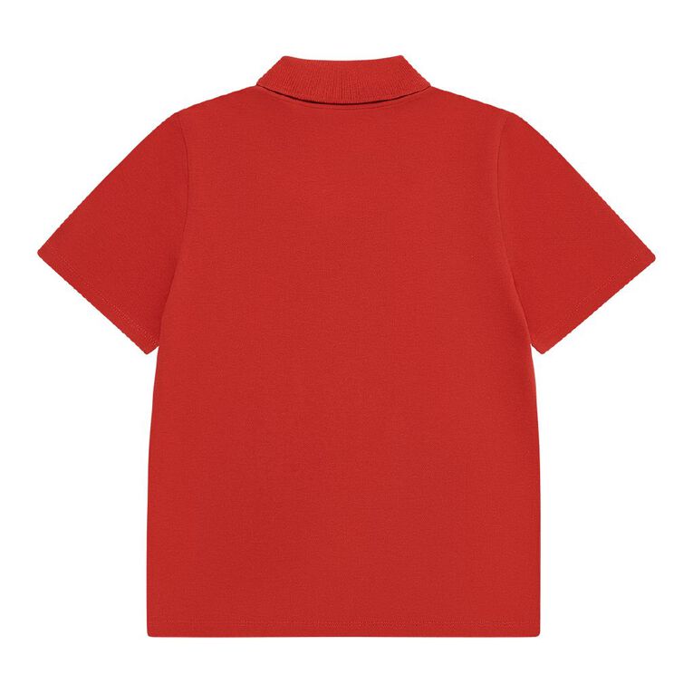 Young Original Kids' Plain Cotton Polo, Red Mid, hi-res