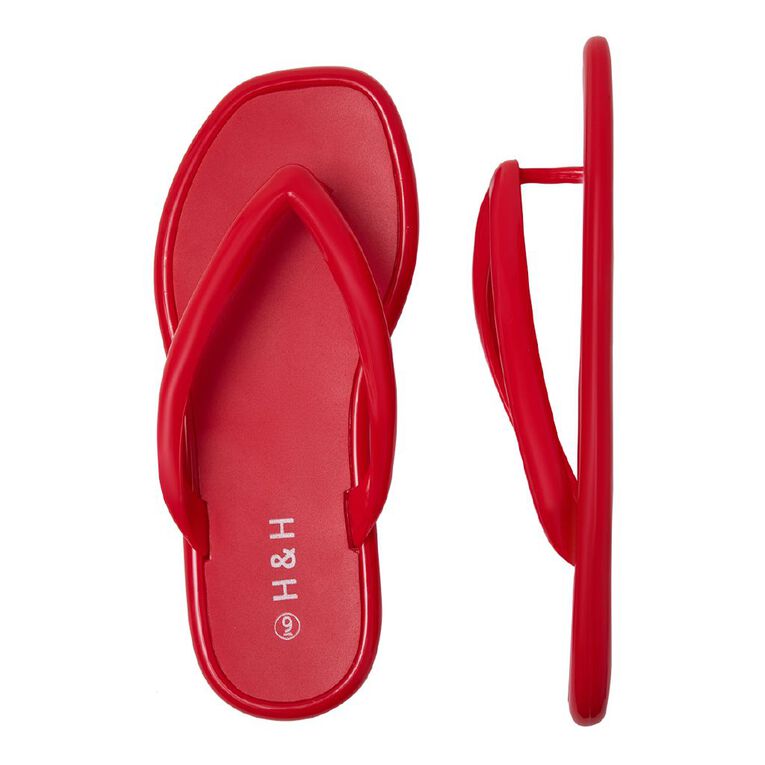 H&H Women's Coloured Jelly Beach Thongs, Red, hi-res