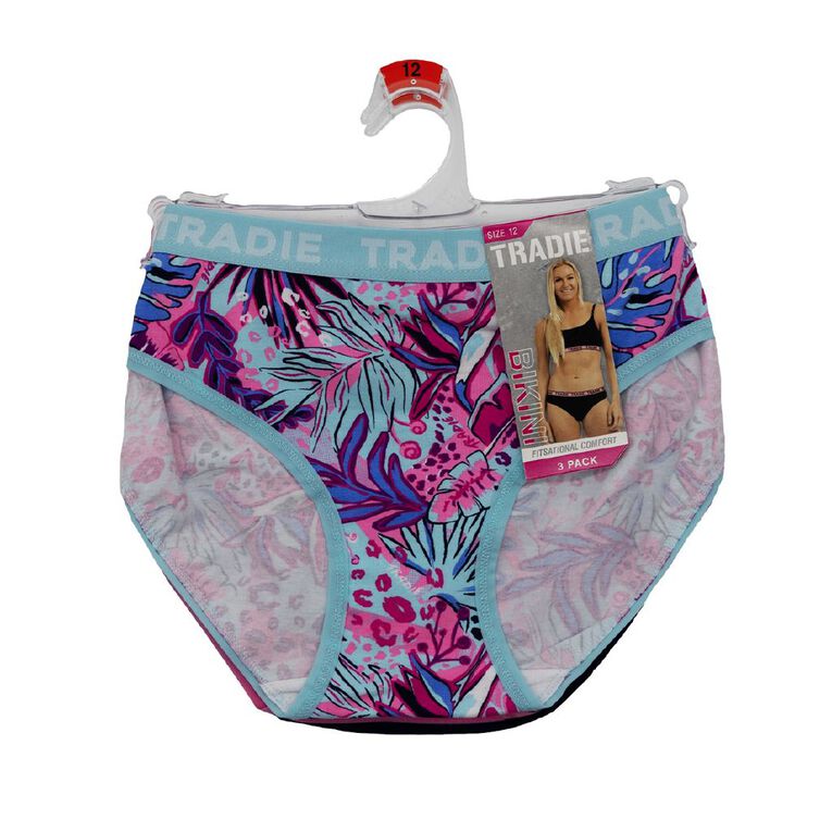Tradie Women's Bikini Briefs 3 Pack, Pink Light, hi-res