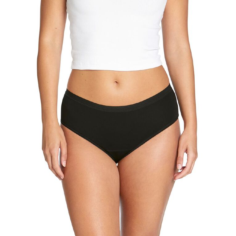 Love Luna Women's Period Midi Briefs Kit 2 Pack, Black, hi-res