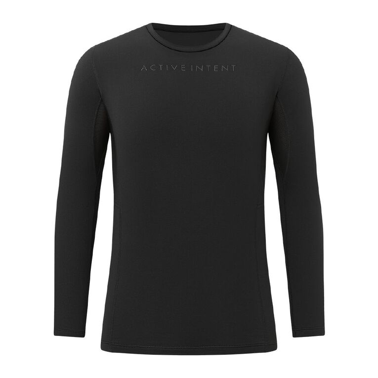 Active Intent Men's Fleece Compression Top, Black, hi-res