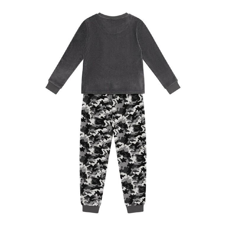 H&H Boys' Coral Fleece Pyjama Set, Grey Dark, hi-res